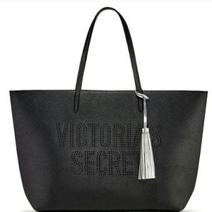 Faux leather Victoria's Secret black tassel tote